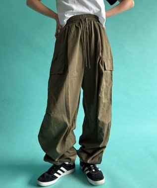 WEGO 【ウエストゴム】イージーカーゴパンツ カーキ