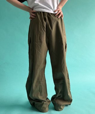 WEGO 【ウエストゴム】イージーカーゴパンツ カーキ