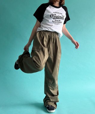 WEGO 【ウエストゴム】イージーカーゴパンツ カーキ