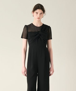 GRACE CONTINENTAL ドレープリボンサロペット ブラック