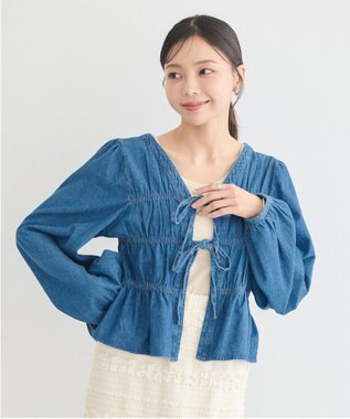 earth music&ecology デニムリボンシャツ Medium Indigo