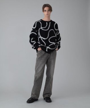 WEGO 【ユニセックス着用ITEM/ウエスト調整可】ストレートデニムパンツ グレーその他