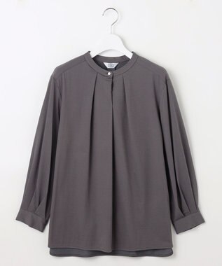 J.PRESS LADIES L シャツジャージー バンドカラー カットソー スレート系