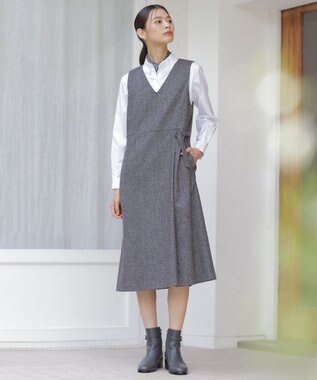 J.PRESS LADIES 【WEB限定カラーあり】ツイードツイル ジャンパー ドレス 【WEB限定】グレー系