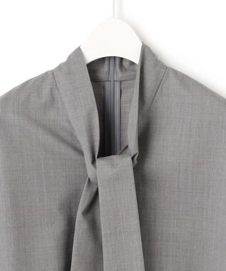 ICB 【洗える】T/Wブロード ボウタイブラウス ライトグレー系