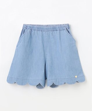 ANY KIDS 裾 スカラップ ショートパンツ デニムブルー