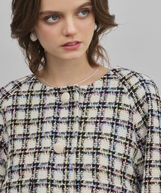 GRACE CONTINENTAL レースヘムツイードジャケット ブラック