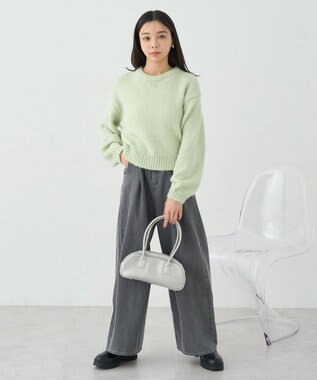 earth music&ecology スパンコールショートニットプルオーバー Mint