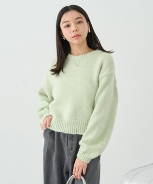 earth music&ecology スパンコールショートニットプルオーバー Mint