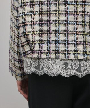 GRACE CONTINENTAL レースヘムツイードジャケット ブラック