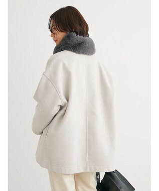 Green Parks 洗えるノーカラーショートコート Light Beige