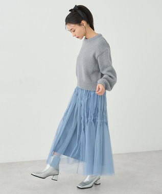 earth music&ecology スパンコールショートニットプルオーバー Gray