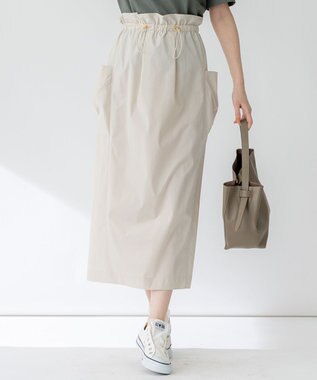 【撥水加工/洗える】ブライトタフタ ドロスト スカート