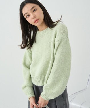 earth music&ecology スパンコールショートニットプルオーバー Mint