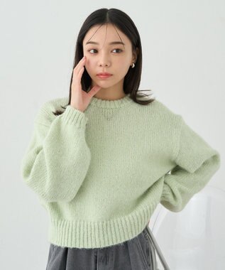 earth music&ecology スパンコールショートニットプルオーバー Mint