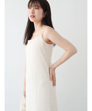 Green Parks カップ付きフリル生地キャミワンピース Ecru