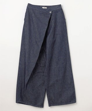 NAVE 【ReNave・セットアップ可/洗える】マーセライズデニム ラップワイドパンツ ネイビー系