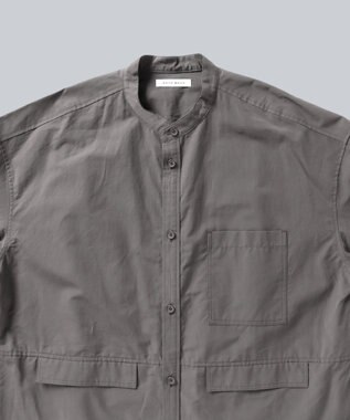 WHITE MAILS 【UNISEX】COTTON PAPER POPLIN BAND COLLAR SHIRT シャツ チャコールグレー