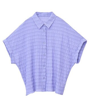 Green Parks シアーシャーリングフレンチスリーブシャツ Purple