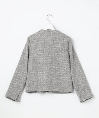 自由区 L 【17号サイズまで展開・カタログ掲載】ライトミックスツイード ジャケット グレー