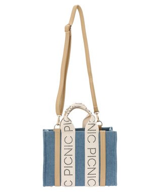 earth music&ecology ロゴテープミニトート Light Blue