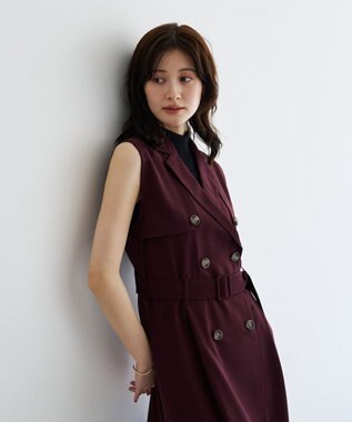 YECCA VECCA 【UVカット/接触冷感】トレンチジレワンピース Bordeaux