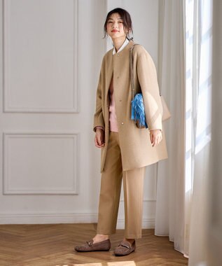 ANY L 【防風裏地】カシミヤブレンドコート キャメル