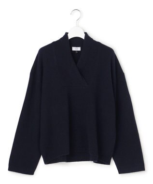 J.PRESS YORK STREET 【WOMEN】ウールカシミヤ 変形Vネック ニット ネイビー系