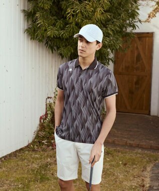 FILA GOLF／marie claire 【Kappa】柄半袖ポロシャツ ブラック