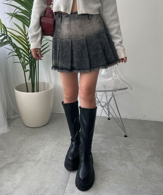 WEGO ヴィンテージウォッシュプリーツスカパン ブラックその他