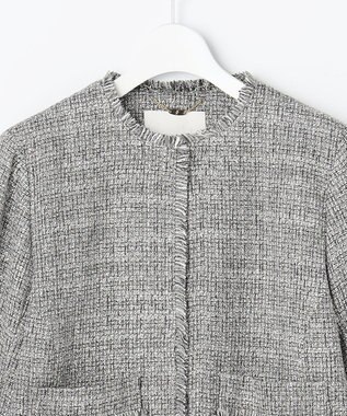 自由区 L 【17号サイズまで展開・カタログ掲載】ライトミックスツイード ジャケット グレー