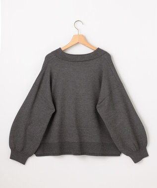 組曲 S 【加藤ローサさん着用】ポロ襟ストレッチニット グレー系