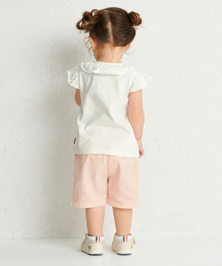 MIKI HOUSE HOT BISCUITS 【70-110cm】 天竺素材 フリル 半袖Tシャツ 白