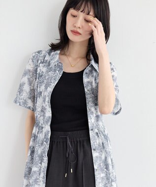 YECCA VECCA サファリ柄フレアシャツワンピース Off White