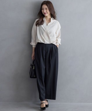 組曲 【加藤ローサさん着用】ハンサムツイルカーヴィーパンツ ブラック系