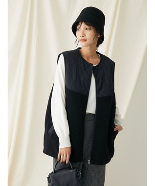 CRAFT STANDARD BOUTIQUE キルティングボア切替ベスト Dark Navy