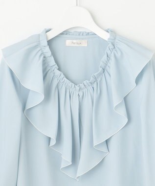 Feroux メローラッフル ブラウス スカイブルー系