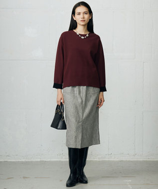 自由区 L シルクネップツイード スカート グレー