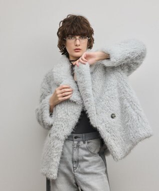 GRACE CONTINENTAL フェイクファーPコート サックス