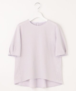 J.PRESS LADIES 【WEB限定カラーあり・抗菌消臭・吸水速乾】サッカージャージー 5分袖 ペプラム カットソー ふじ色系1