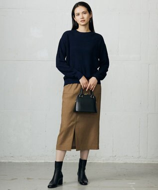 自由区 L シルクネップツイード スカート ダークキャメル