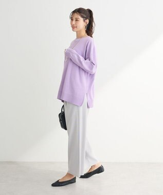 Green Parks アンチピリングライン入りニットプルオーバー Purple