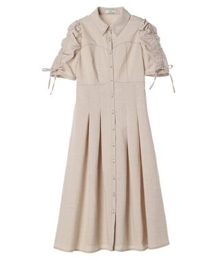 earth music&ecology 袖ドロストシャツワンピース Beige
