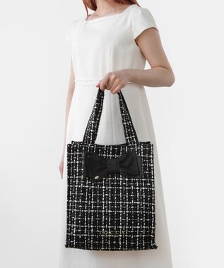 TOCCA 【キャンセル分販売！】【A4サイズ対応】COLOR OF GLORY CUSTOMIZED BAG カスタマイズ トートバッグ ブラックツイード×大リボン