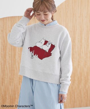 AMERICAN HOLIC Moomin フロッキープリント裏毛プルオーバー Oatmeal