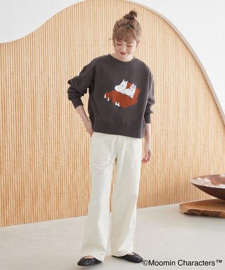 AMERICAN HOLIC Moomin フロッキープリント裏毛プルオーバー Charcoal Gray