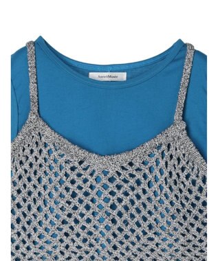 Green Parks ニットビスチェ付きカットソーワンピース Blue