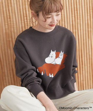 AMERICAN HOLIC Moomin フロッキープリント裏毛プルオーバー Charcoal Gray