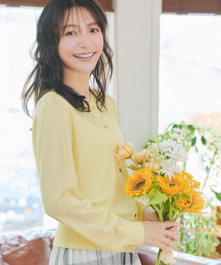 Tiaclasse 麻タッチカーディガン イエロー