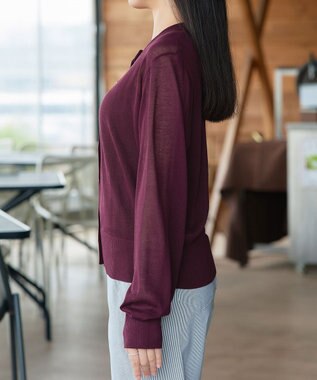 Tiaclasse 麻タッチカーディガン ボルドー